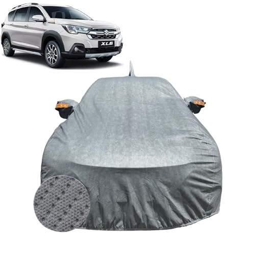 Image of Car Cover for Maruti Suzuki XL6 (2019-2026) | 100% Waterproof Cover with Antenna & Reflective Mirror Pockets | Dustproof, Scratchproof, Heatproof XL6 Car Cover |Soft Cotton Lining| Grey