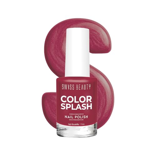Image of Swiss Beauty Color Splash Nail Polish - Long-Lasting, Glossy - 11 ML, Cranberry Delight