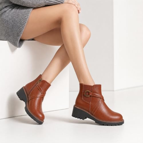 Women's Chelsea Ankle Boots Chunky Low Heel Platform Short Fall Booties by TETSUO - Used condition - Image 2