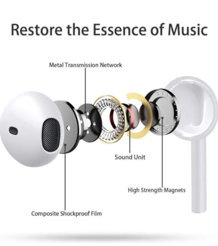 Image of 2-in-1 Wired Earphone with Mic, Type C & Lightning Connector Stereo Earbuds, HD Sound Handsfree with in-Line Control, White