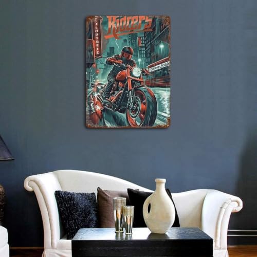 Plaque métal Storm Riders décoration murale vintage bar café boutique 40x30 cm