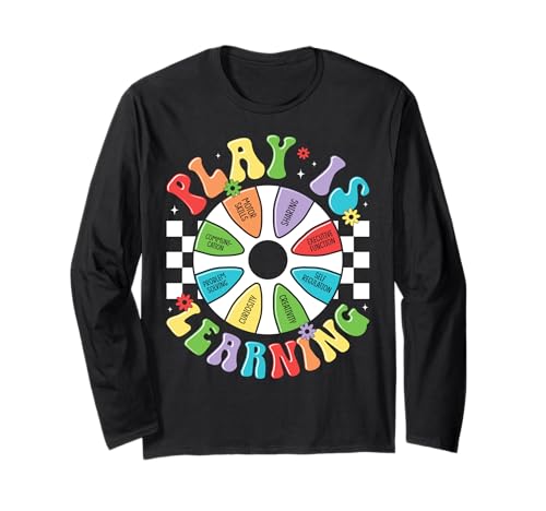 Play is Learning Preschool Kindergarten Teacher Appreciation Manga Larga