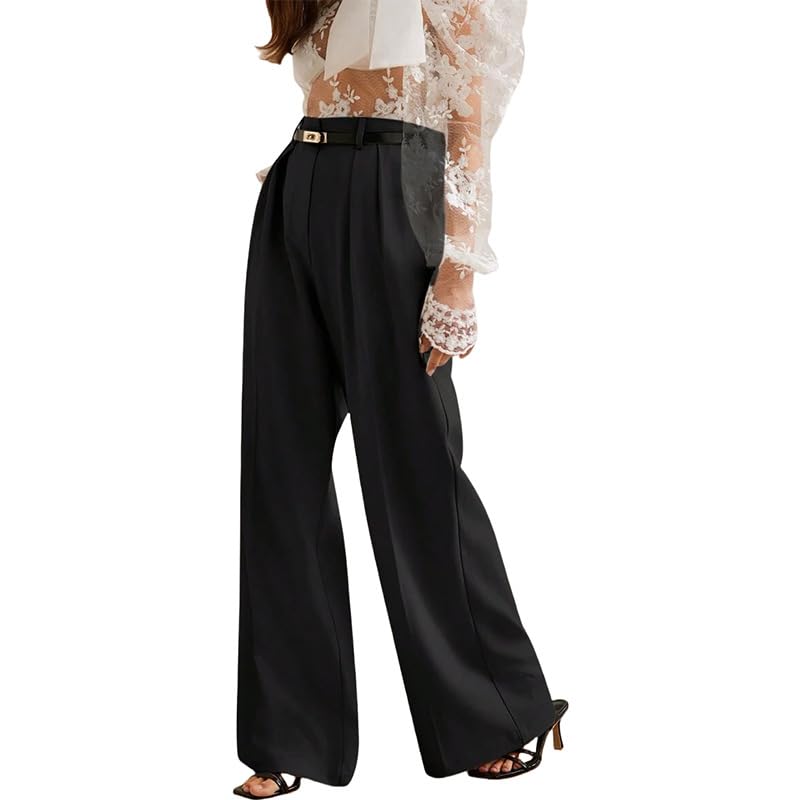Womens High-Waisted Elegant Straight-Cut Business Suit Pants