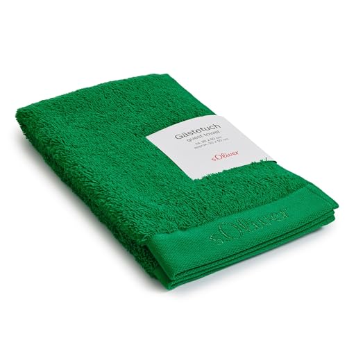 s.Oliver Serviette d'invité 30 x 50 cm – 100 % coton, 600 g/m², douce et absorbante, serviette d'invité verte