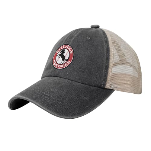 Cal Poly Mustangs Hat Adjustable Athletic Vintage Washed Distressed Mesh Baseball Cap Black
