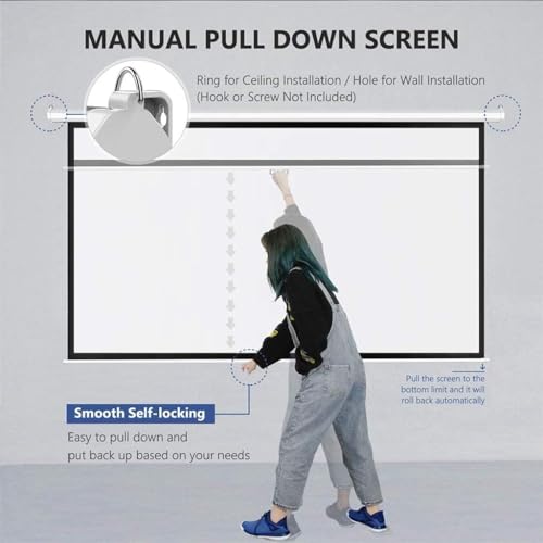 Pantalla de proyección manual 72 pulgadas 4:3 retráctil miniatura 4