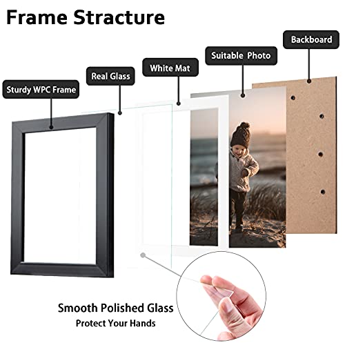 Kinlink 5X7 Picture Frames Black, Photo Frames With Real Glass For Picture 4X6 With Mat Or 5X7 Without Mat, Composite Wood Picture Frames For Table Top And Wall Mounting, Set Of 2 #TOP2