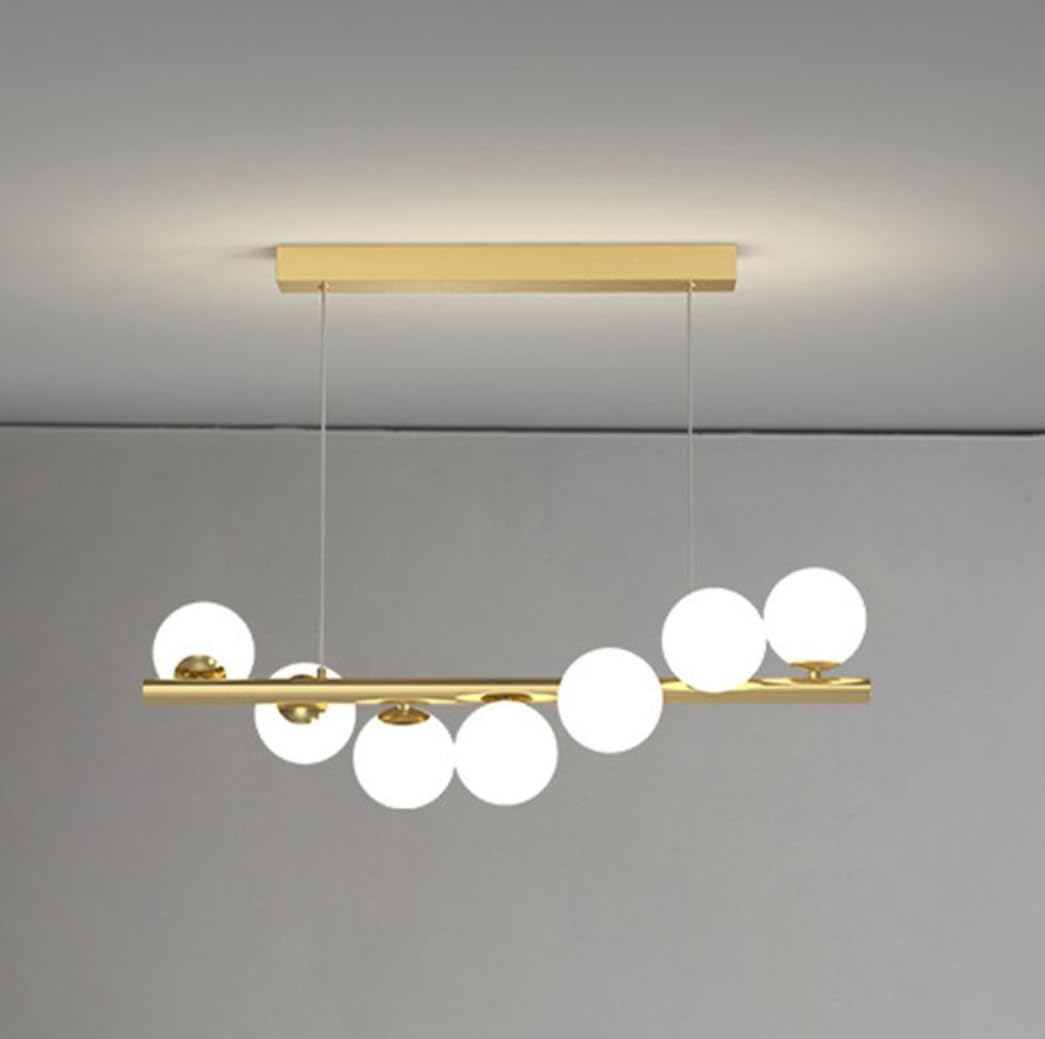 Dopa Dopastore Lampadario a Sospensione con 7 Attacchi G9 Design Sette Sfere in acrilico con Staffa Lineare Bronzo Portalampada Moderno per Interni IP20