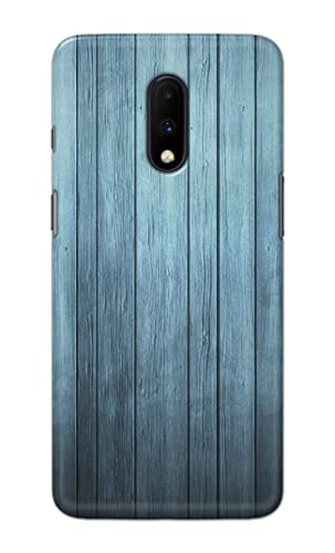 Image of Printed Hard Back Cover Case for OnePlus 6T | OnePlus 7 Back Cover (Wooden Blue) -702