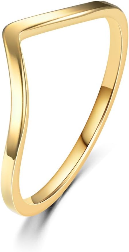 CCBFY Stainless Steel V Shaped Wedding Band Engagement Promise Ring for Women Pointed Chevron Classical Simple Plain Statement Ring - Image 6