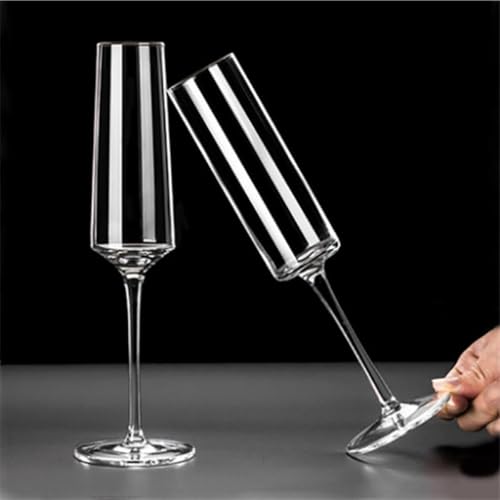 Image of Champagne Flutes Wine Glasses 200ml, Set of 6 Long Wine, Burgundy Clear Glasses with Stem for Wedding Anniversary, Birthday, Gift (RKT-03, Set of 6)