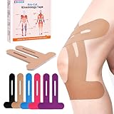 IEADEN Precut Kinesiology Tape for Knees, 10 Pcs - Knee Support & Stability, Knee Pain Relief Athletic Tape - Elastic & Waterproof, Breathable Hypoallergenic Latex-Free Tape, Beige