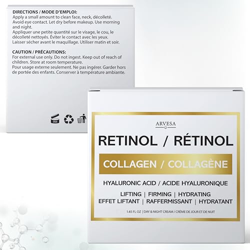 Retinol Cream for Face - Face Moisturizer with Collagen - Lightweight Day and Night for Women and Men - Facial Cream Neck & Décolleté - 1.65 fl oz - Image 7