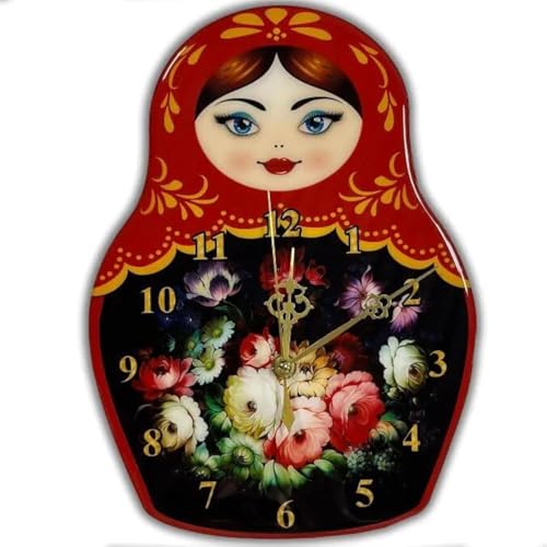 STP GOODS Matreshka Wooden Wall Clock, Weather Indication German Cuckoo Clock, Wall Decor, Home Decor, Humidity Indication, Rustic Design 8.3 x 11.4, 441730