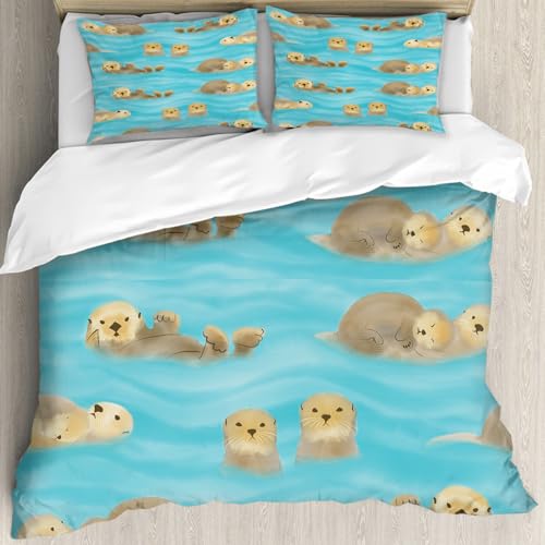 Parure de lit loutre anti-plis en microfibre douce 200x228 avec 2 taies - 4