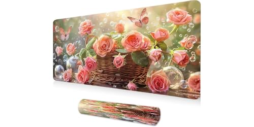Grand tapis souris fleurs et papillons pour décorer son bureau