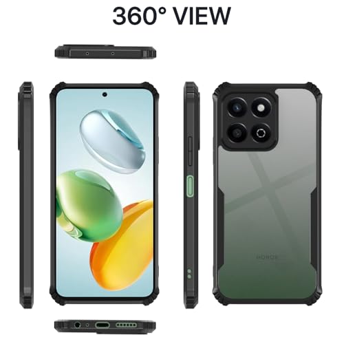 Image of Outlouders Back Cover for Honor X7C | Ultra Hybrid Transparent | Full Camera Protection | Raised Edge | Crystal Clear Bumper Case (Black)