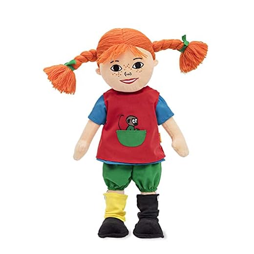Micki & Friends 44380200 – talande Pippi Långstrump docka 40 cm – jubileumspuppe – pippi 75 år – flerspråkig – tyska – engelska – andra språk – inklusive batterier