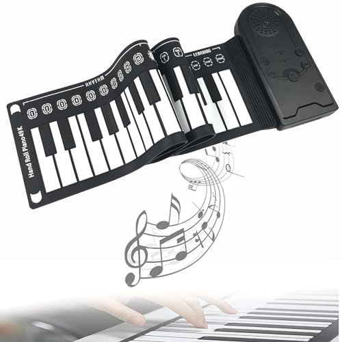 Clavier électronique enroulable à 49 touches noir avec haut-parleurs pour débutant