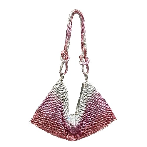Image of Rhinestone Purse for Women Evening Clutch Hobo Sparkly Silver Handbags Glitter Bag for Wedding Prom and Party