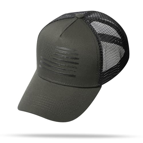 Image of VIONLAN Baseball Cap American Flag Trucker Hat for Men Women 3D Embossed Logo Adjustable Outdoor Mesh Snapback Hat