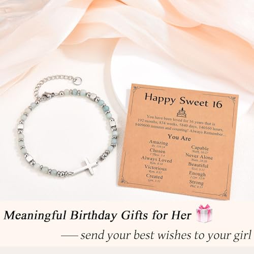 Image of Religious Cross Bracelet for Women Girls, Christian Gifts for Daughter Granddaughter Sister in Christ Friend Niece on Birthday Christmas Easter Valentines Day Graduation
