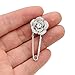 YYBONNIE Silver Tone Sparking Micro Pave Layered Petal CZ Rose Flower Cardigan Sweater Safety Pin Brooch