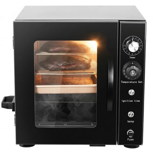 EASYROSE Electric Smoker, 2-Rack 800W Smoking Cabinet with Knob Controls, 86-230°F Range & 1-12H Timer, 15-lb Capacity for Meat, Fish & Cheese for Commercial & Home Use
