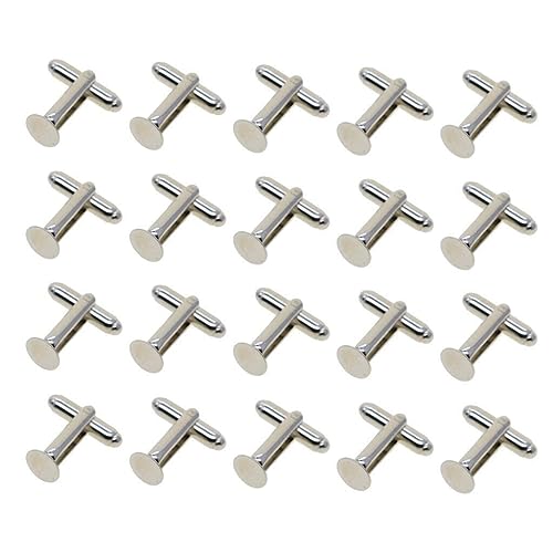 susiodeu 20pack/lot Rustproof Blank Cufflink Durability And Metal Luster Combined Setting Copper Round Anti-corrosion DIY