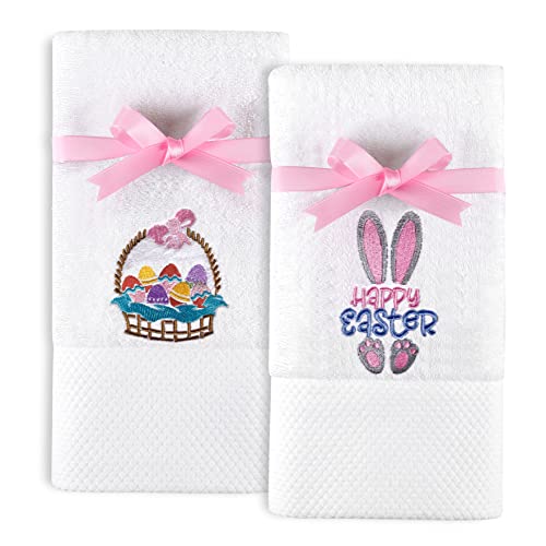 GreenPine 2 Pack Easter Hand Towels White Towels 100% Cotton Embroidered Premium Luxury Decor Bathroom Decorative Dish Towels Set for Drying, Cleaning, Cooking, Holiday Towels Gift Set 14 "X 29" GreenPine 2 Pack Easter Hand Towels White Towels 100% Cotton Embroidered Premium Luxury Decor Bathroom Decorative Dish Towels Set for Drying, Cleaning, Cooking, Holiday Towels Gift Set 14 "X 29"