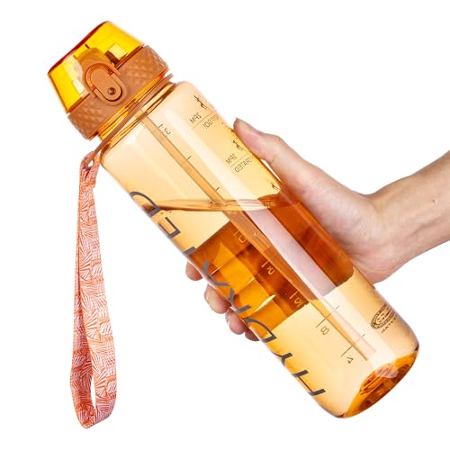 GOPPUS Clear Water Bottle With Straw 32oz Clear...