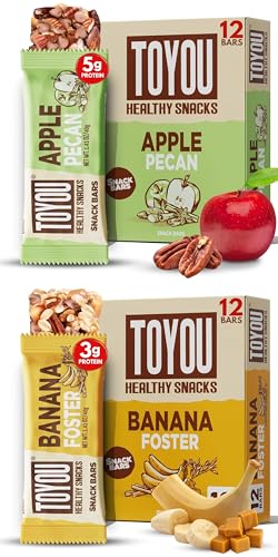 ToYou Gluten Free Chewy Fruit & Nut Bars Variety Bundle | Apple Pecan & Banana Foster Flavors | Healthy Protein Snacks, Soft Chewy, Fiber-Packed | 24 Total Bars image 5