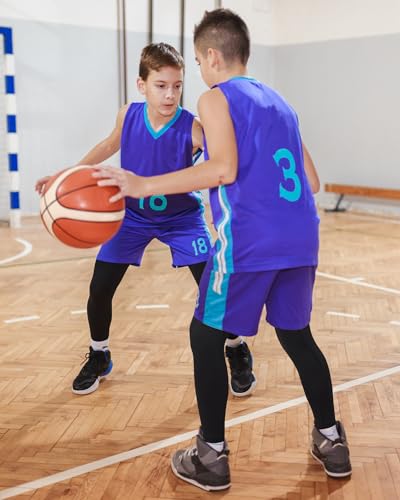 Runhit Boys Compression Leggings,Youth Athletic Tights Basketball Compression Pants,Boys Base Layer Pants Sports Legging - Image 5