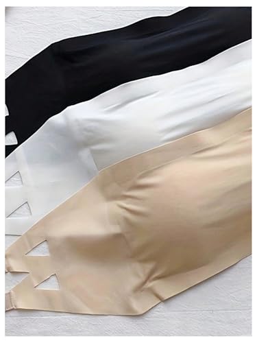 OYOANGLE Girl's 3 Pack Bandeau Strapless Bralette Comfortable Bras Seamless Tube Top Bra3