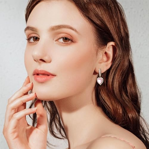Sonateomber Rhinestone Heart dangle Gold Hoop Earrings for Women, Sparkly Crystal Cubic Zirconia Drop Huggie Earing Dangling Prom Fashion Jewelry Gift2