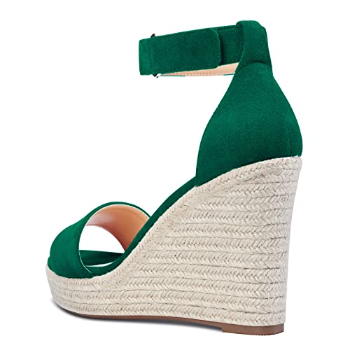 Castamere Women High Heel Wedge Platform Peep Open Toe Ankle Strap Sandals Wedding Party Dress 3.9 Inches Heels3