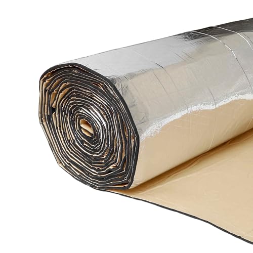 FUELHOOD 断熱マット 断熱シート 車 断熱材 吸音 防音材 車用断熱マット ドア断熱 デッドニング 防音シート アルミ箔 フォーム シルバー 熱反射 吸音 断熱遮音材料 厚さ10mm 60cm*100cm フロア 屋根 エンジン用 内装パーツ アクセサリー