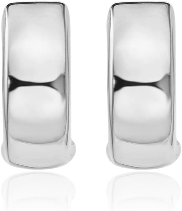 IceCarats 14K White Gold Small Round Huggie Hoop Earrings 12mm 1/2 inch Snap Back For Her For Him