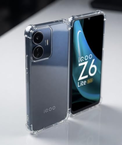 Image of Lustree Compatible with iQOO Z6 LITE 5G Back Cover| Clear + TPU Case with 4 Corner Air Cushion Protection & Camera Protection | Slim& Stylus Cover for iQOO Z6 LITE 5G