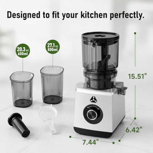 Image of AAOBOSI 3-in-1 Cold Press Juicer Machine, 6.5 inch Wide Chute, Slow Juicer Designed for Faster Juicing with Whole Fruits & Veggies, Easy to Clean and Clog-Resistant, for Nut Milk & Sorbet