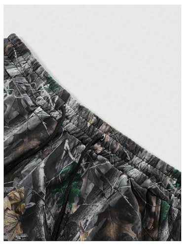 GORGLITTER Men's Camo Sweatpants Drawstring Waist Patchwork Stacked Flared Joggers3