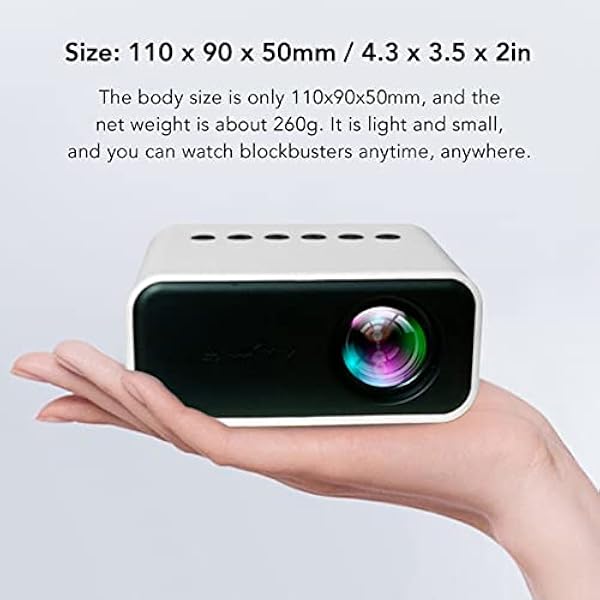 Mini-projector, verbinding met één klik AV- -interfaceprojector met afstandsbediening voor laptop-tv-telefoontablet(wit)