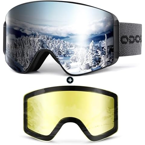 Odoland Frameless Ski Goggles with Magnetic Lens Cover