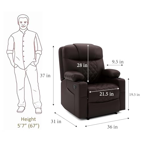 Image of Amazon Brand - Solimo Dreamsit | Single Seater Sofa Recliner | Manual Recliner (Leatherette Brown)