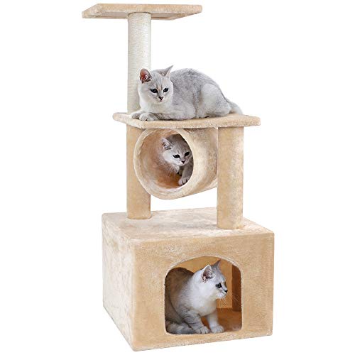 BEAU JARDIN 94 CM Árbol para Gatos Árbol Rascador para Gatos para Gatitos Centro de Actividades para Gatos con Postes Recubiertos de Sisal Árbol para Gatos Rascador con Plataformas Rascador para Gatos