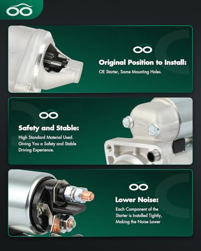 Image of SCITOO Starter Motor Fit for Fiat 124-2017-2020 L4 1.4L 1.0KW, 12Volt, for Clockwise Rotation, 10Tooth, for Fiat 500L 2014-2020 L4 1.4L 1.0KW, 12Volt Replace for 19297N
