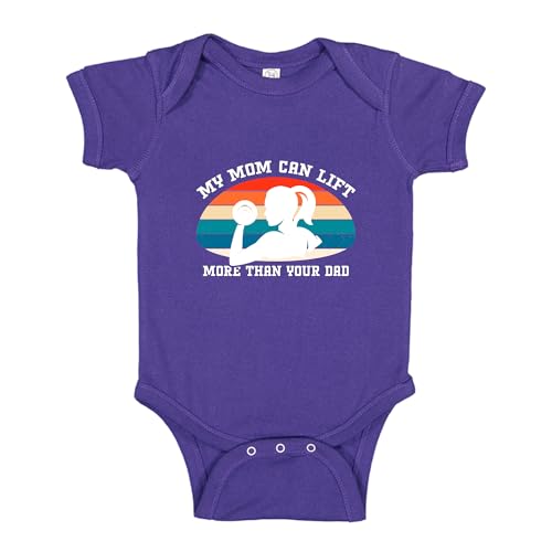 My Mom Can Lift More Than Your Dad Baby One Piece Bodysuit NB Purple