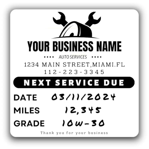 Custom Oil Change Stickers with Your Business Name Online Design - Personalized Oil Change Stickers...