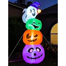 LOYO Halloween Inflatable Outdoor Decorations, 8.8FT Giant Stacked Ghosts and Pumpkins with Built-in Lights, Blow Up Yard Decor for Halloween Party, Lawn, Garden