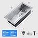 OUGOO 10x18 Inch Undermount Bar Sink, Handmade 304 Stainless Steel Kitchen Sink, Rear-Set Drain, 6